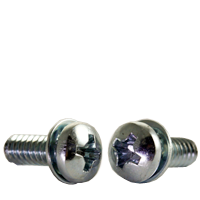 Machine Screw, Pan Head Phillips, Sems, Zinc Cr+3 